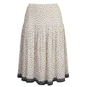 Max Studio Pink Black Polka Dot Smocked Elastic Waist Midi Skirt NWT Size Medium